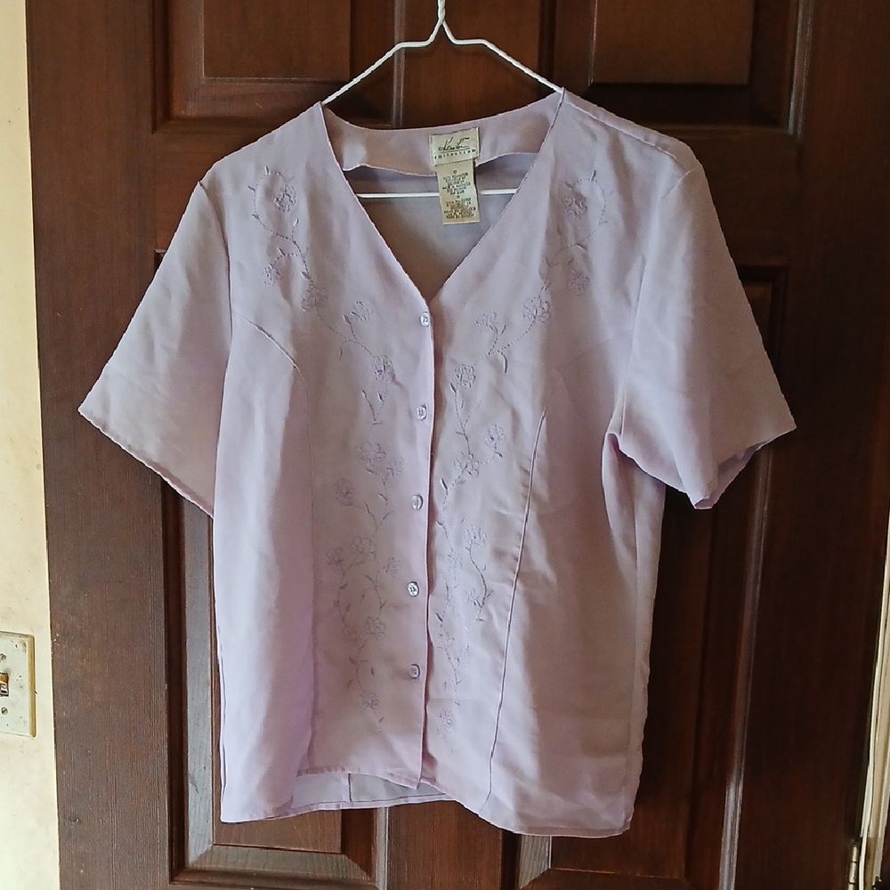 Kathie Lee Collection Lavender Button Down Shirt